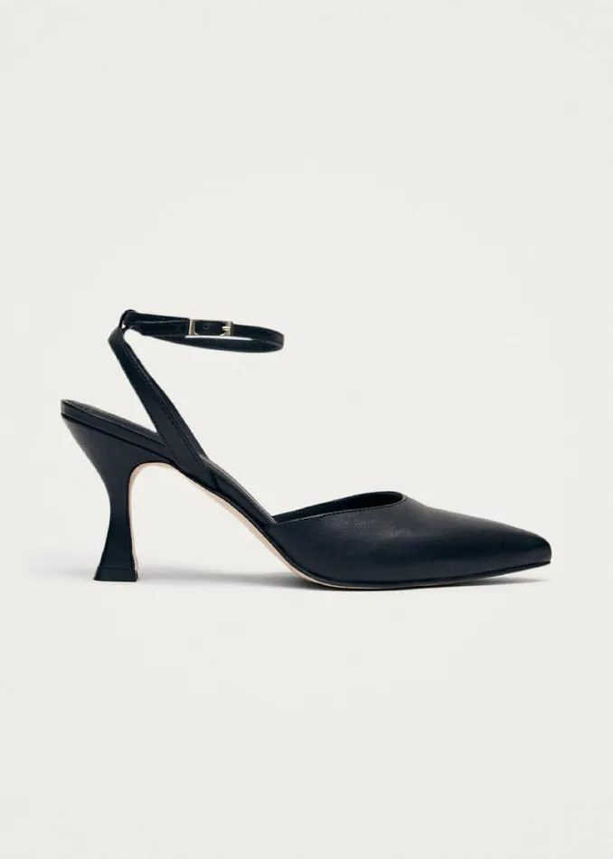 Cinderella Black Leather Pumps Women ALOHAS Heels