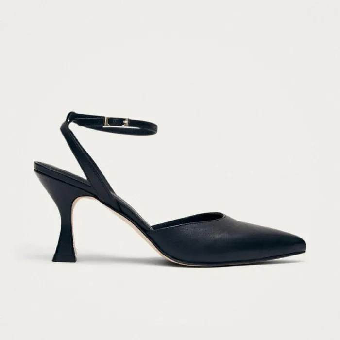 Cinderella Black Leather Pumps Women ALOHAS Heels
