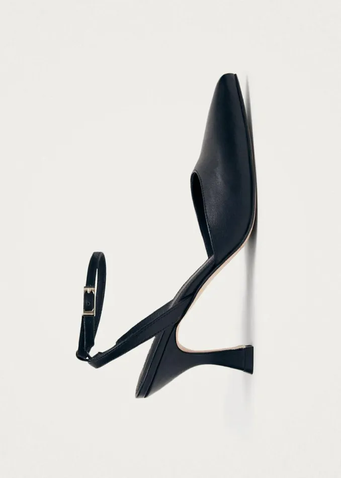 Cinderella Black Leather Pumps Women ALOHAS Heels