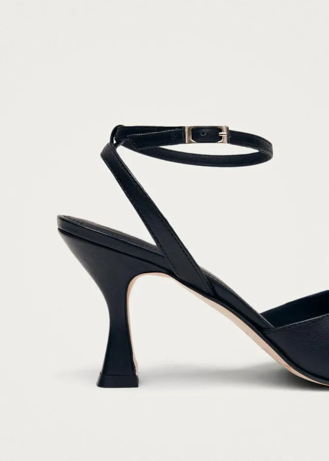 Cinderella Black Leather Pumps Women ALOHAS Heels