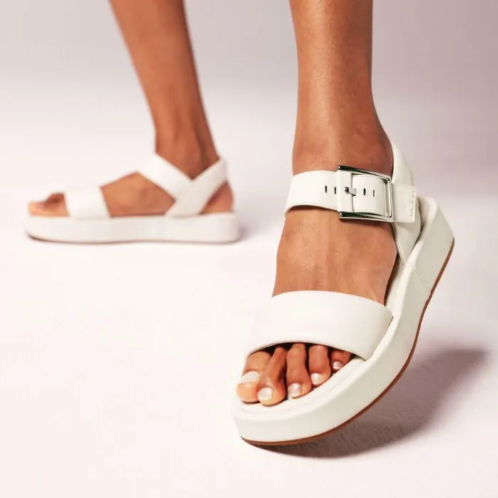 Clarks Alda Strap Off White Leather Flatforms Off White Leather Women Wide Fit Sandals