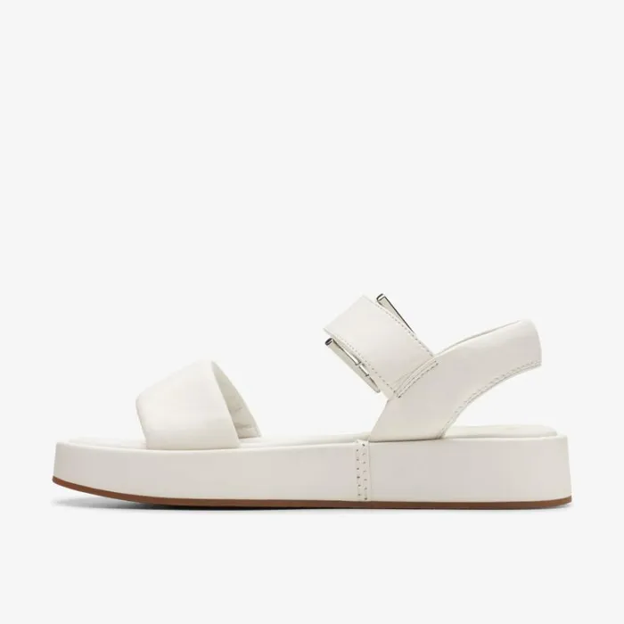 Clarks Alda Strap Off White Leather Flatforms Off White Leather Women Wide Fit Sandals