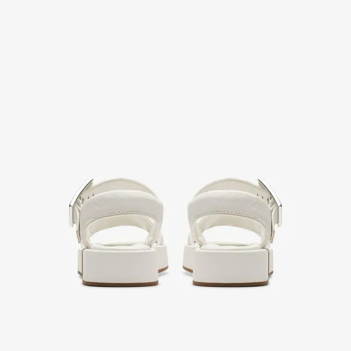 Clarks Alda Strap Off White Leather Flatforms Off White Leather Women Wide Fit Sandals