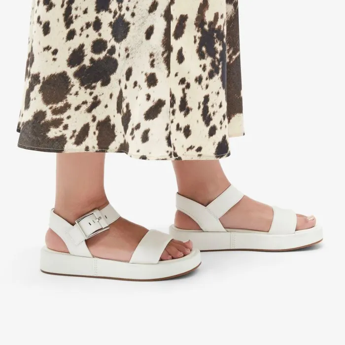 Clarks Alda Strap Off White Leather Flatforms Off White Leather Women Wide Fit Sandals