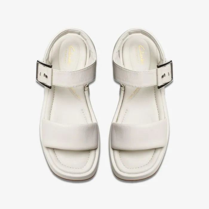 Clarks Alda Strap Off White Leather Flatforms Off White Leather Women Wide Fit Sandals