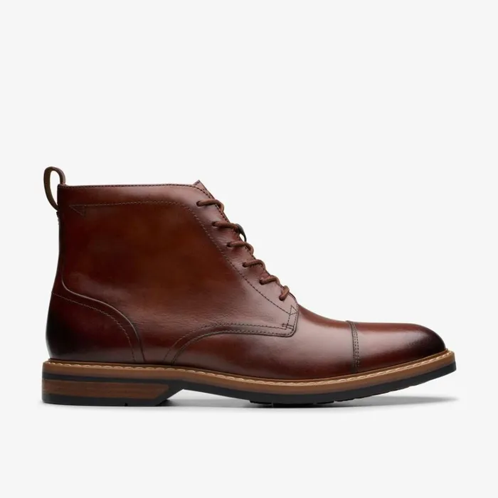 Clarks Aldwin Cap Mid Tan Leather Ankle Boots Mid Tan Leather Men Brown Boots