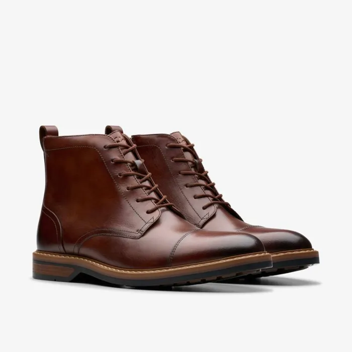 Clarks Aldwin Cap Mid Tan Leather Ankle Boots Mid Tan Leather Men Brown Boots