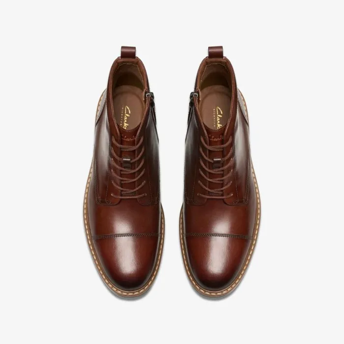 Clarks Aldwin Cap Mid Tan Leather Ankle Boots Mid Tan Leather Men Brown Boots
