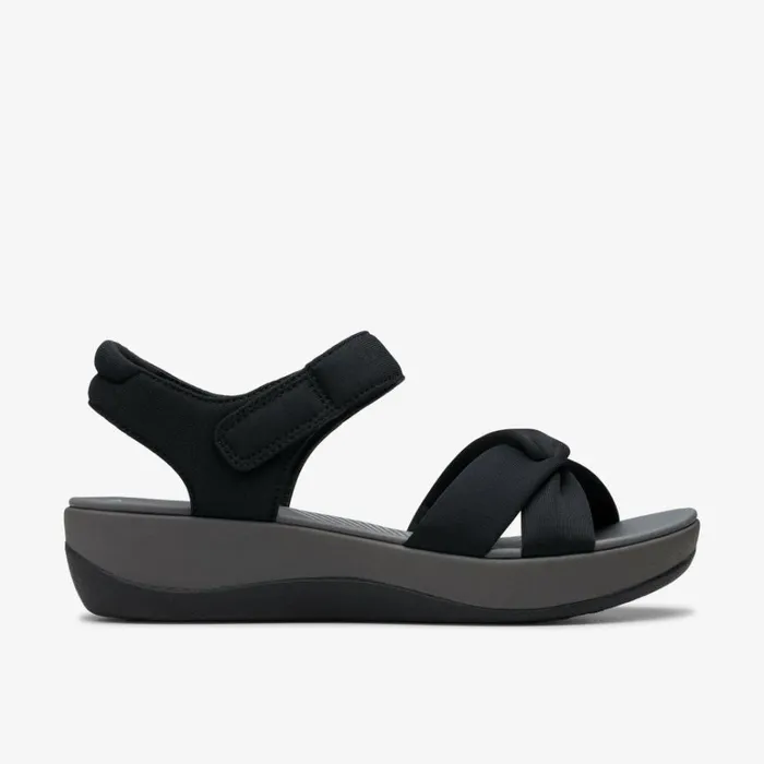 Clarks Arla Daisy Black Wedges Black Women Wedge Sandals