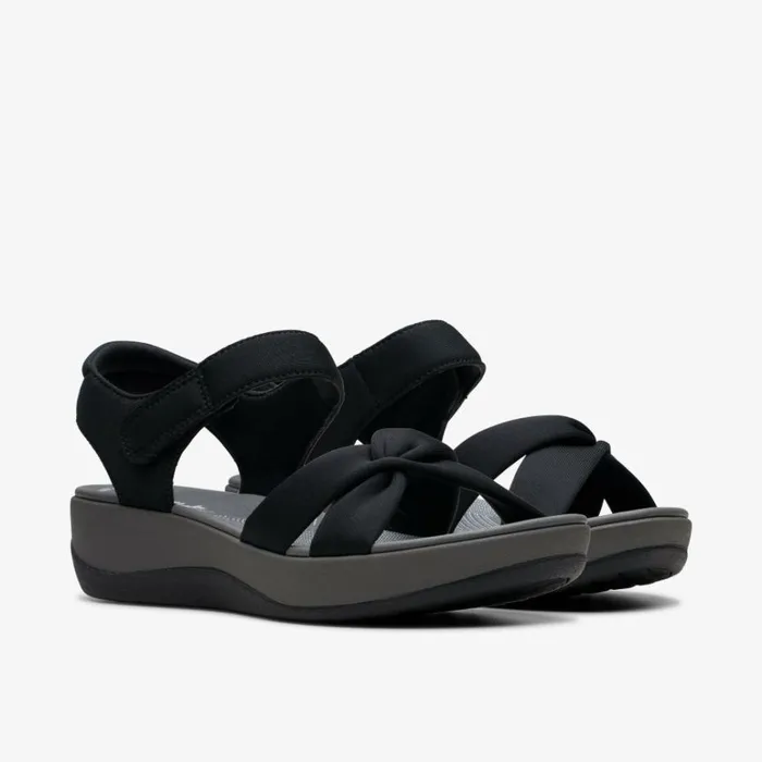 Clarks Arla Daisy Black Wedges Black Women Wedge Sandals