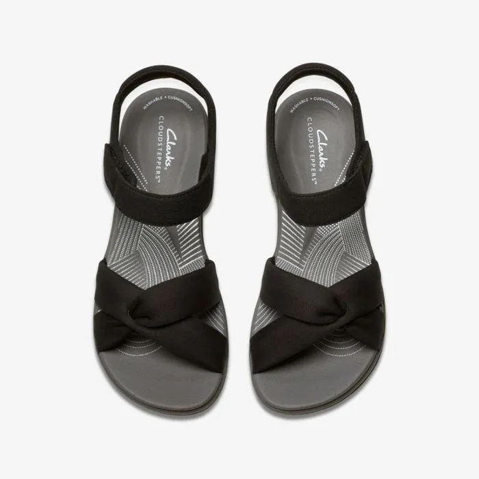 Clarks Arla Daisy Black Wedges Black Women Wedge Sandals