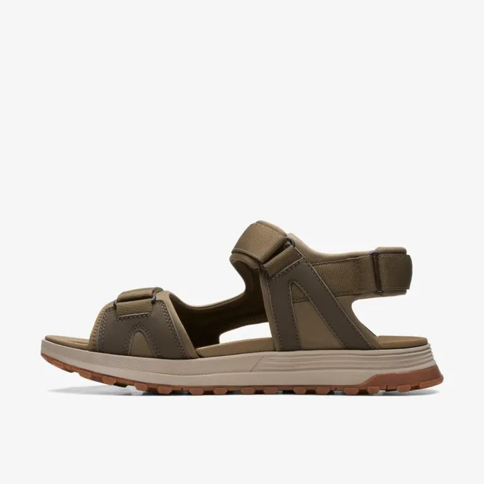 Clarks ATL Trek Sun Olive Combination Flat Sandals Olive Combination Men High Grip Shoes And Boots