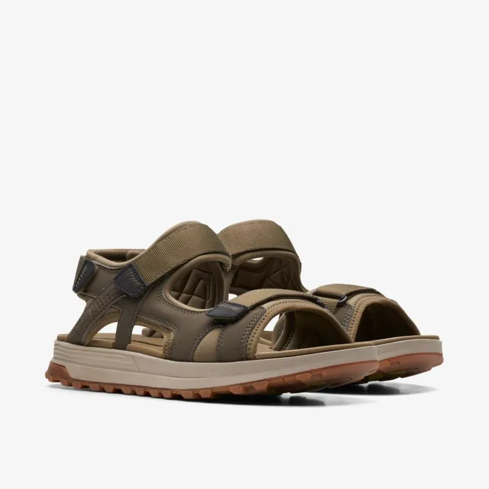 Clarks ATL Trek Sun Olive Combination Flat Sandals Olive Combination Men High Grip Shoes And Boots