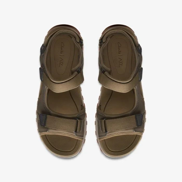Clarks ATL Trek Sun Olive Combination Flat Sandals Olive Combination Men High Grip Shoes And Boots