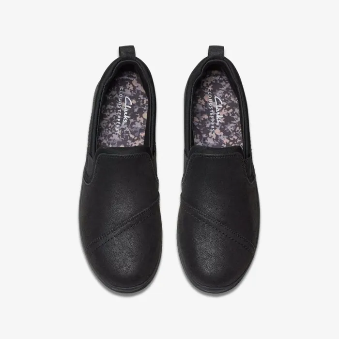Clarks Brinkley Dawn Black Slip Ons Black Women Cloudsteppers