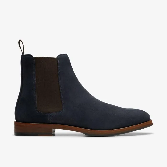 Clarks Craft James Top Navy Suede Chelsea Boots Navy Suede Men Chelsea Boots