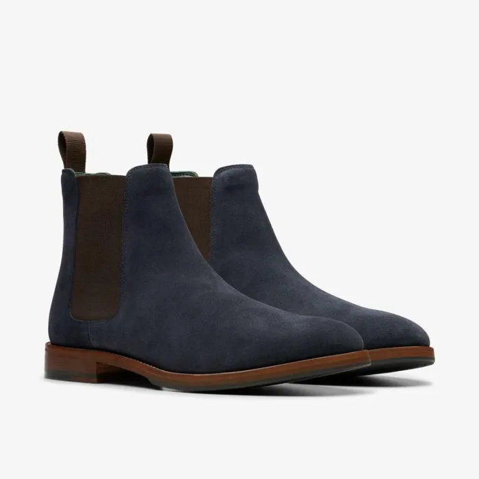 Clarks Craft James Top Navy Suede Chelsea Boots Navy Suede Men Chelsea Boots