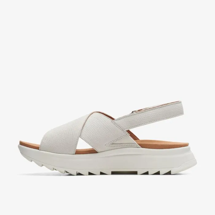 Clarks Dash Lite Wish Off White Combination Flat Sandals Off White Combination Women Wedge Sandals