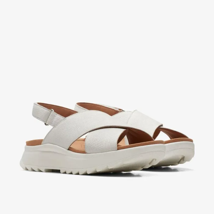 Clarks Dash Lite Wish Off White Combination Flat Sandals Off White Combination Women Wedge Sandals