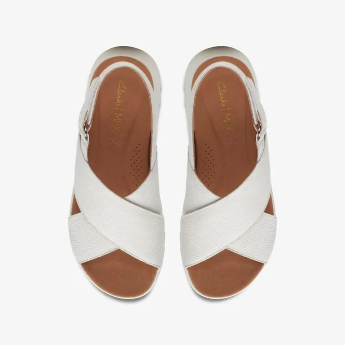 Clarks Dash Lite Wish Off White Combination Flat Sandals Off White Combination Women Wedge Sandals