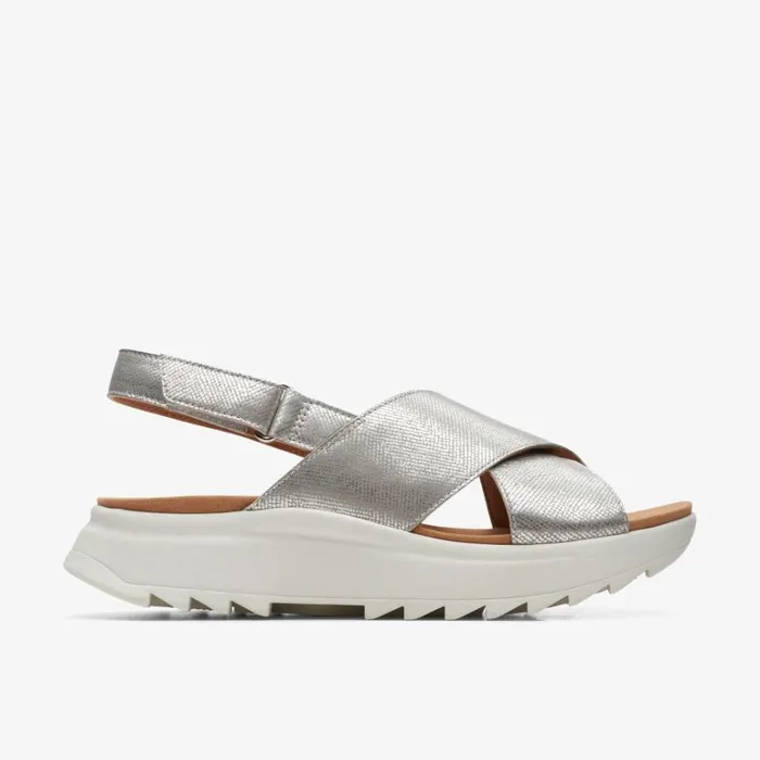 Clarks Dash Lite Wish Silver Metallic Flat Sandals Silver Metallic Women Wedge Sandals Clarks Dash Lite Wish Silver Metallic Flat Sandals Silver Metallic Women Wedge Sandals