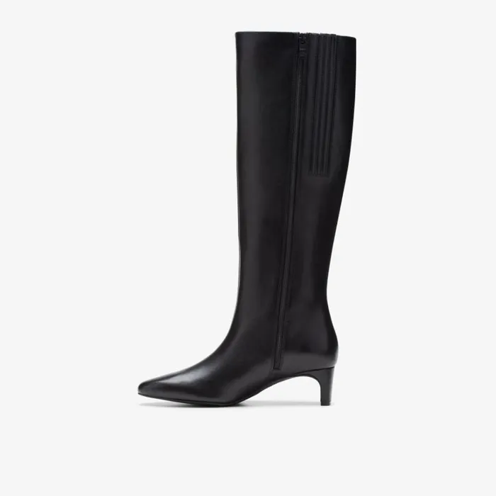 Clarks Edina Tall Black Leather Knee High Boots Black Leather Women Knee High Boots