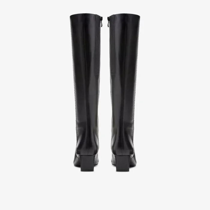 Clarks Edina Tall Black Leather Knee High Boots Black Leather Women Knee High Boots