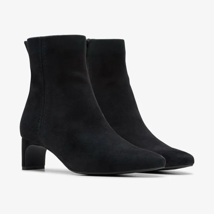 Clarks Edina Up Black Suede Ankle Boots Black Suede Women Black Boots