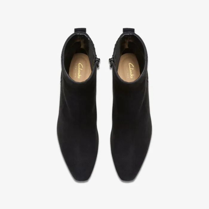 Clarks Edina Up Black Suede Ankle Boots Black Suede Women Black Boots