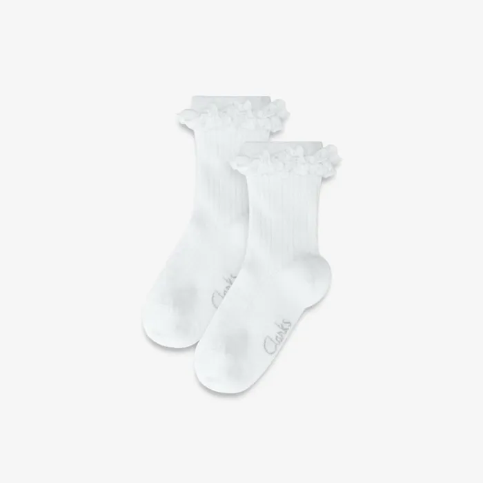 Clarks Frill Socks 2 Pack Size 12535 White Socks White Kids Socks and Tights