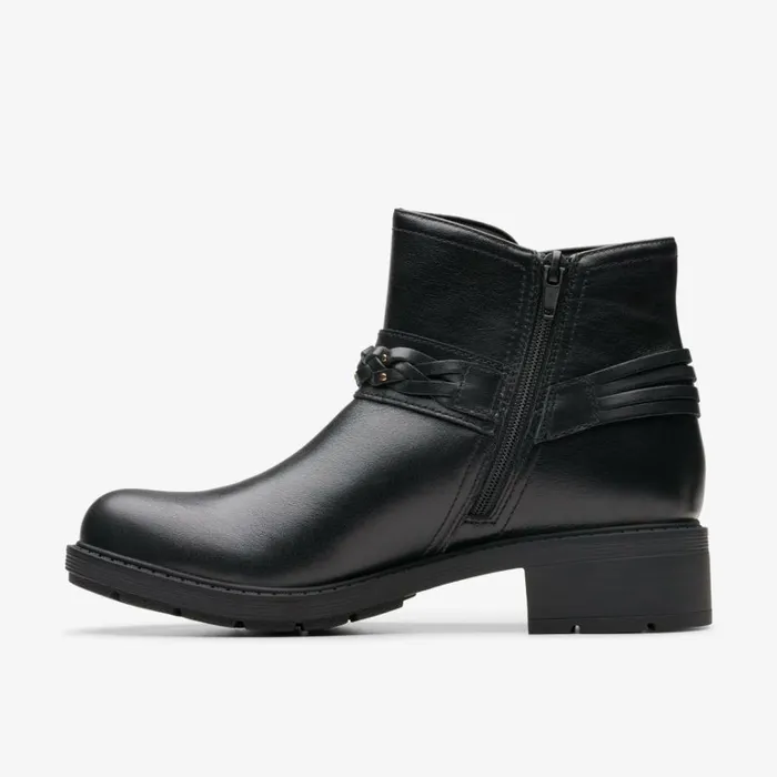Clarks Hearth Kaylie Black Leather Ankle Boots Black Leather Women Black Boots