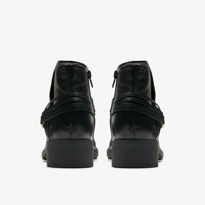 Clarks Hearth Kaylie Black Leather Ankle Boots Black Leather Women Black Boots
