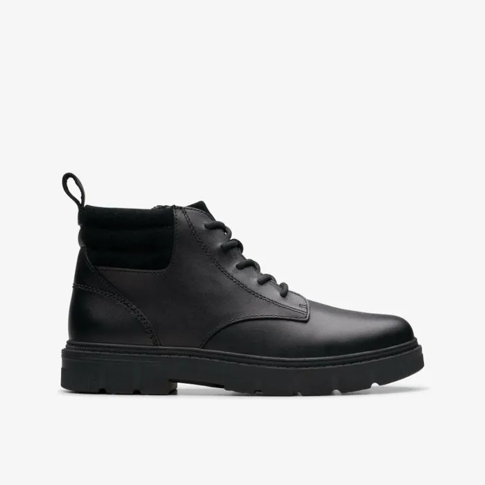 Clarks Kids Unisex Lorcam Trail Older Black Leather Ankle Boots Black Leather Kids School Shoes Clarks Kids Unisex Lorcam Trail Older Black Leather Ankle Boots Black Leather Kids School Shoes