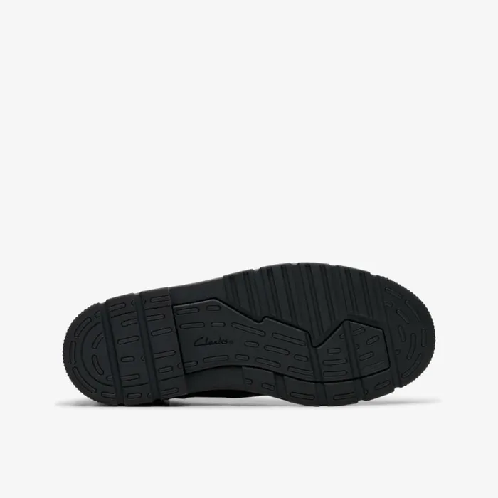 Clarks Kids Unisex Lorcam Trail Older Black Leather Ankle Boots Black Leather Kids School Shoes