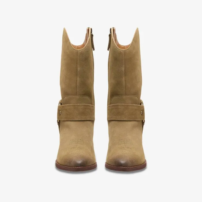 Clarks Morzine Rise Dark Sand Suede Mid Calf Boots Dark Sand Suede Women Ankle Boots