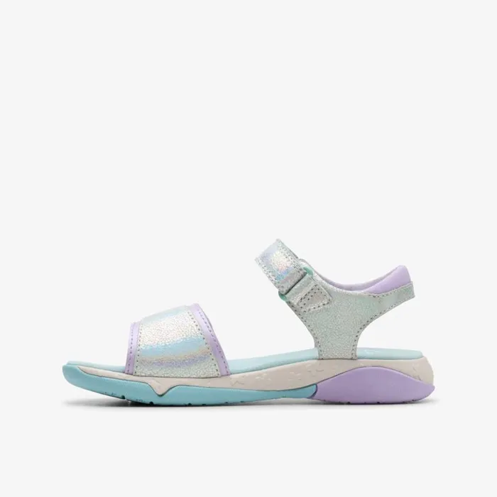 Clarks Osian Spark Kid Purple Metallic Flat Sandals Purple Metallic Kids Sandals