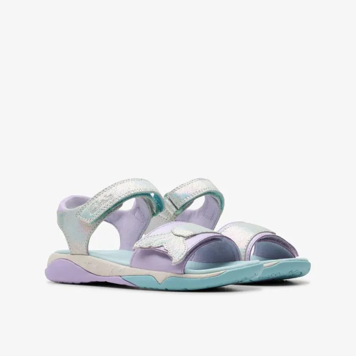 Clarks Osian Spark Kid Purple Metallic Flat Sandals Purple Metallic Kids Sandals