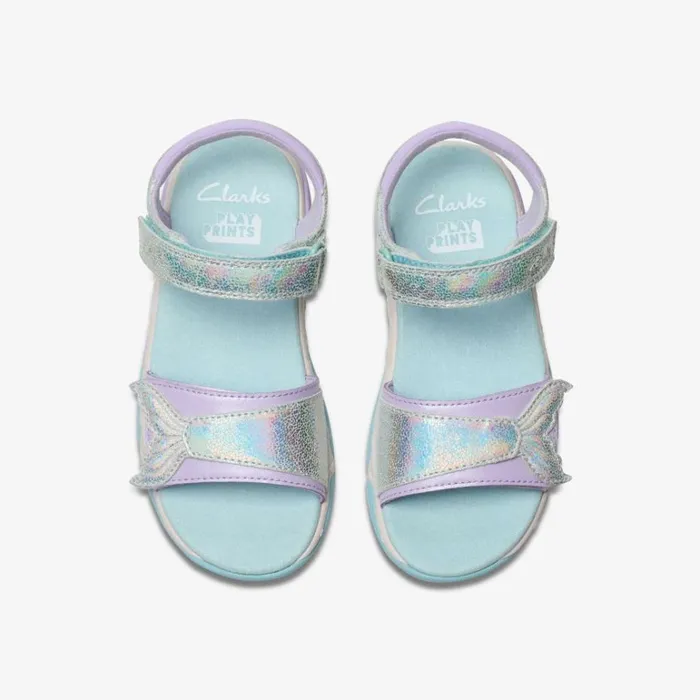 Clarks Osian Spark Kid Purple Metallic Flat Sandals Purple Metallic Kids Sandals