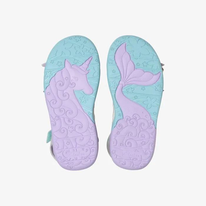 Clarks Osian Spark Kid Purple Metallic Flat Sandals Purple Metallic Kids Sandals