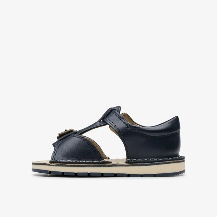 Clarks Playsun Toddler Navy Leather Flat Sandals Navy Leather Kids Sandals