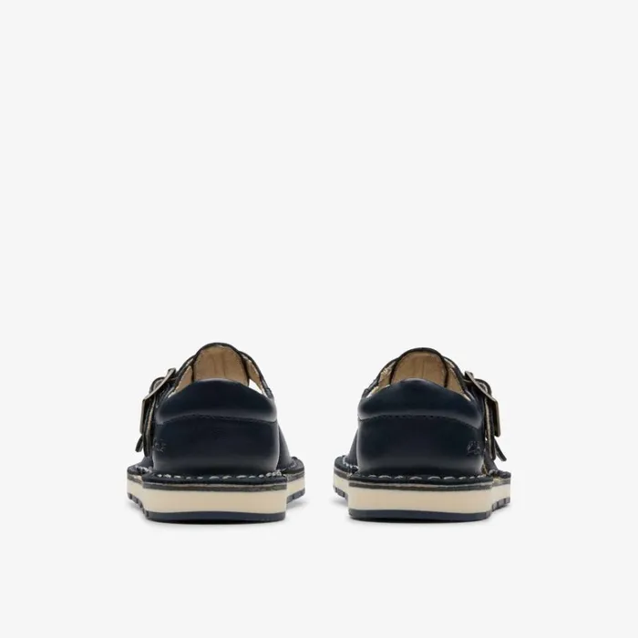 Clarks Playsun Toddler Navy Leather Flat Sandals Navy Leather Kids Sandals
