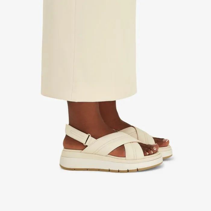 Clarks Tuscan Cross Cream Leather Strappy Sandals Cream Leather Women Wedge Sandals