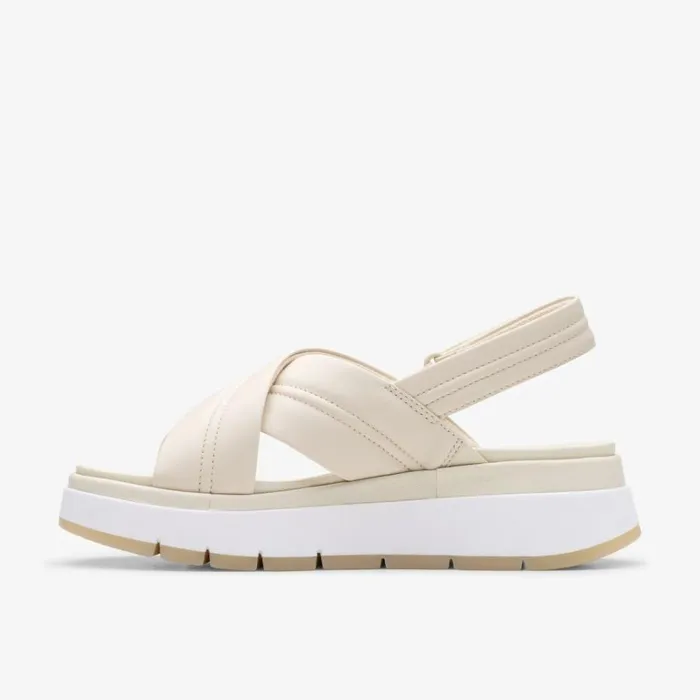 Clarks Tuscan Cross Cream Leather Strappy Sandals Cream Leather Women Wedge Sandals
