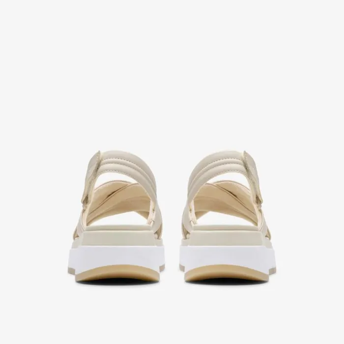 Clarks Tuscan Cross Cream Leather Strappy Sandals Cream Leather Women Wedge Sandals