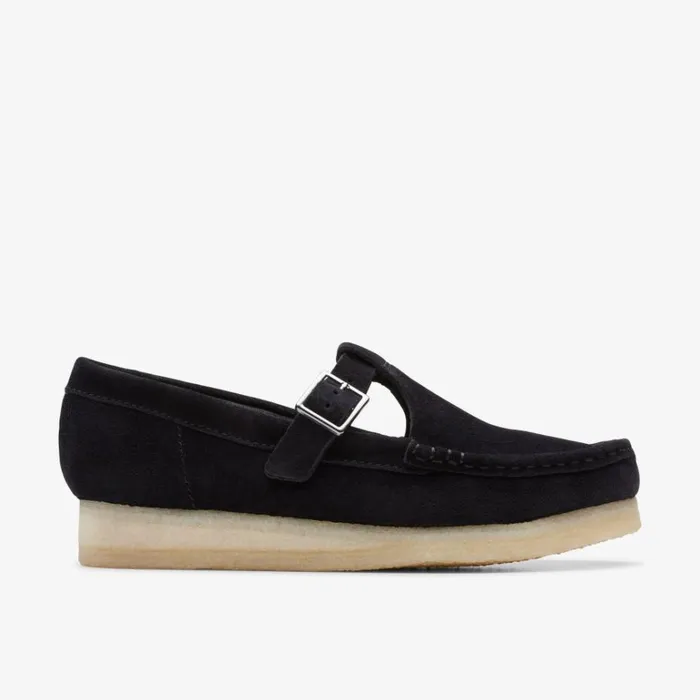 Clarks Wallabee T Bar Black Suede T Bar Shoes Black Suede Women Wallabees