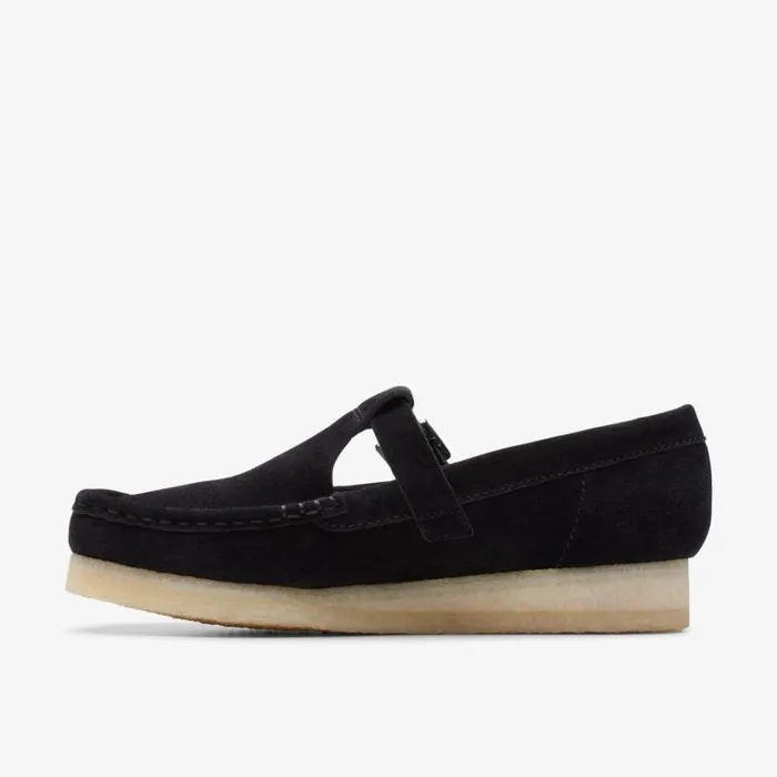 Clarks Wallabee T Bar Black Suede T Bar Shoes Black Suede Women Wallabees