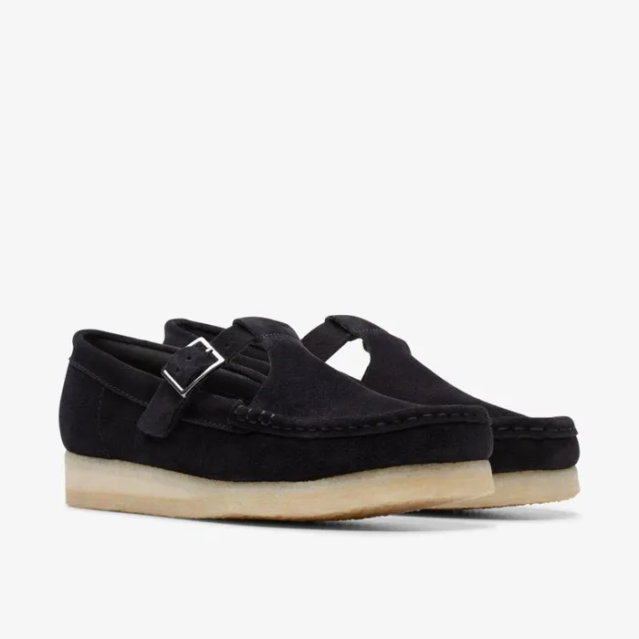 Clarks Wallabee T Bar Black Suede T Bar Shoes Black Suede Women Wallabees