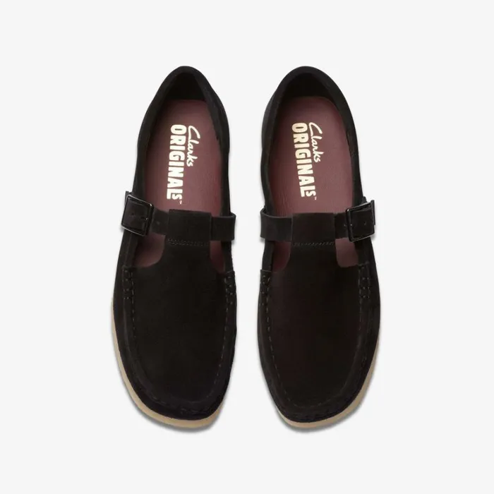 Clarks Wallabee T Bar Black Suede T Bar Shoes Black Suede Women Wallabees