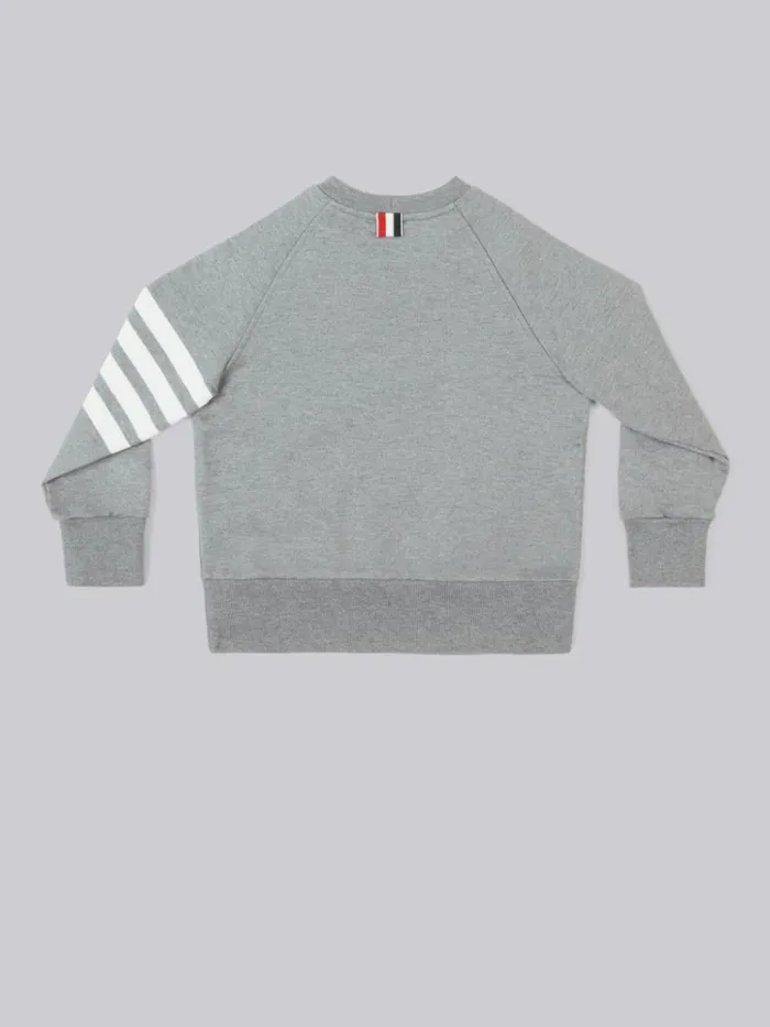 Classic Cotton Loopback Jersey Raglan Sleeve Engineered 4bar Sweatshirt Medium Grey GirlsBoys Thom Browne Sweats And Tshirt Classic Cotton Loopback Jersey Raglan Sleeve Engineered 4bar Sweatshirt Medium Grey GirlsBoys Thom Browne Sweats And Tshirt