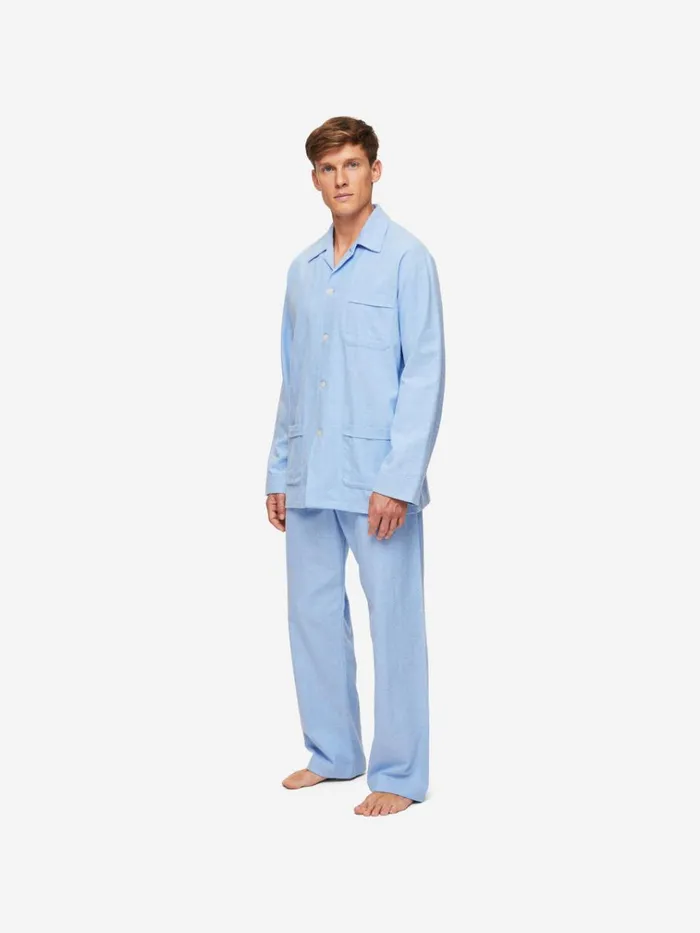 Classic Fit Pajamas Men Derek Rose Classic Fit Pajamas Arran 24 Brushed Cotton Blue